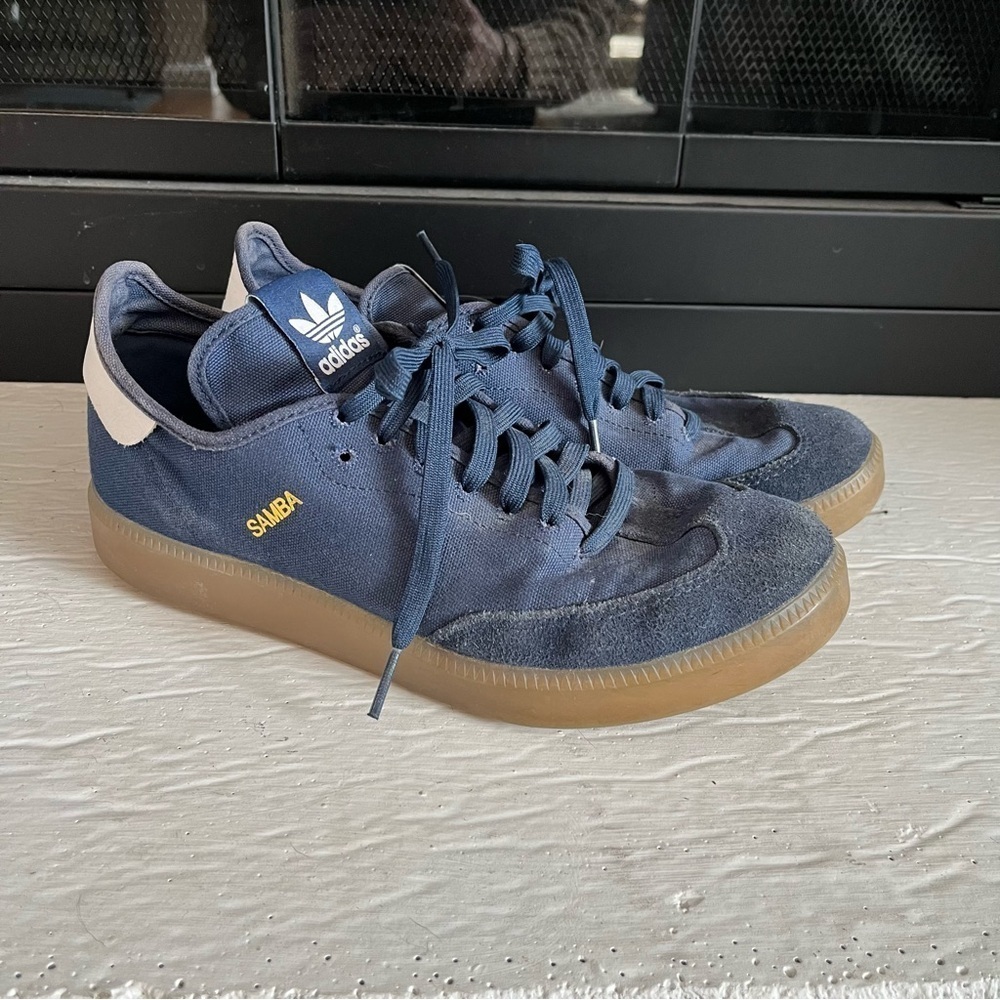 Adidas Blue And White Samba Sneakers